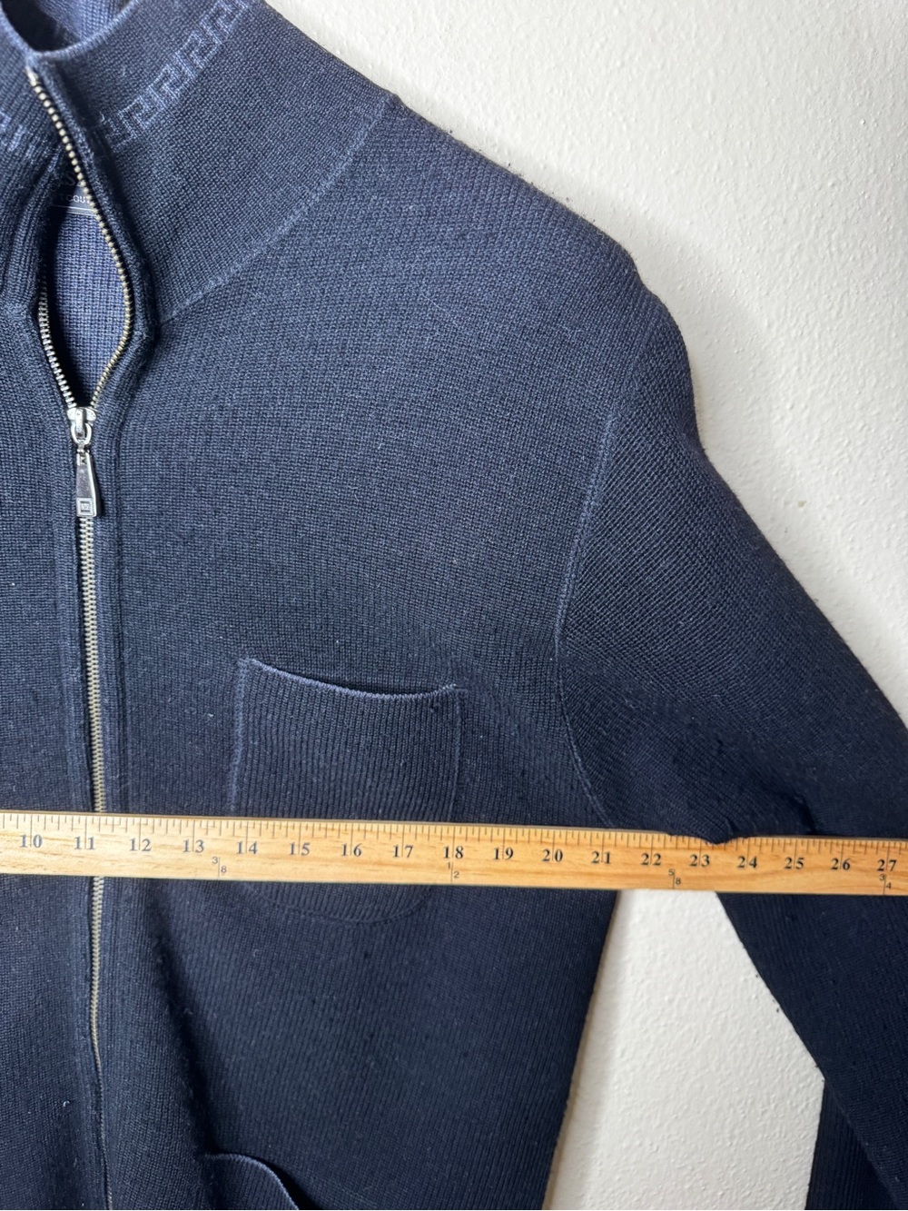 Versace Jacket Couture Men’s Large Black Gray Knit Full Zip Sweater Pockets - Picture 7 of 8